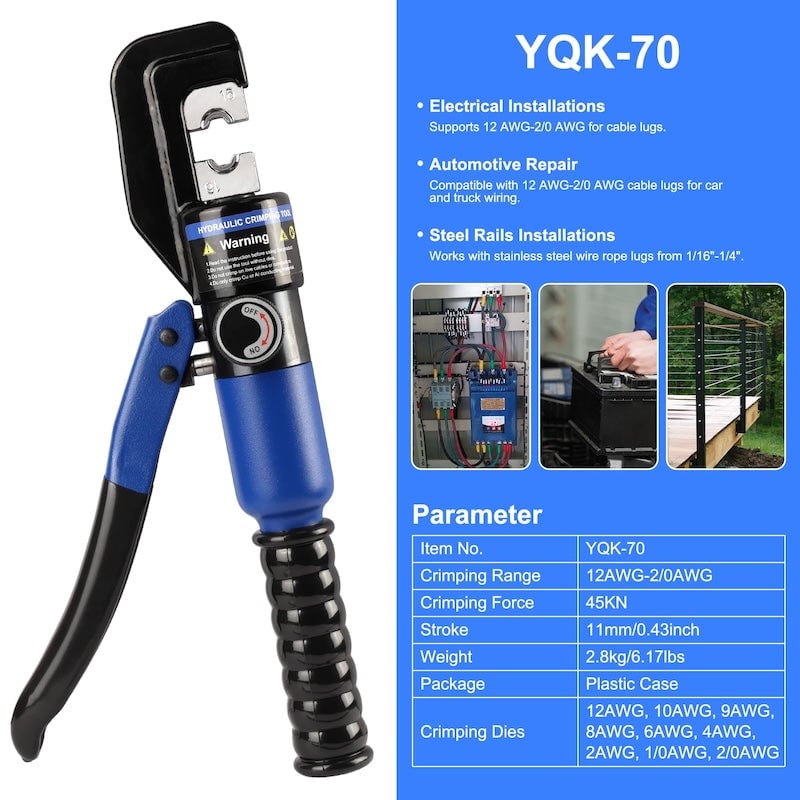 Sakerplus® Hydraulic Battery Cable Lug Crimping Tool