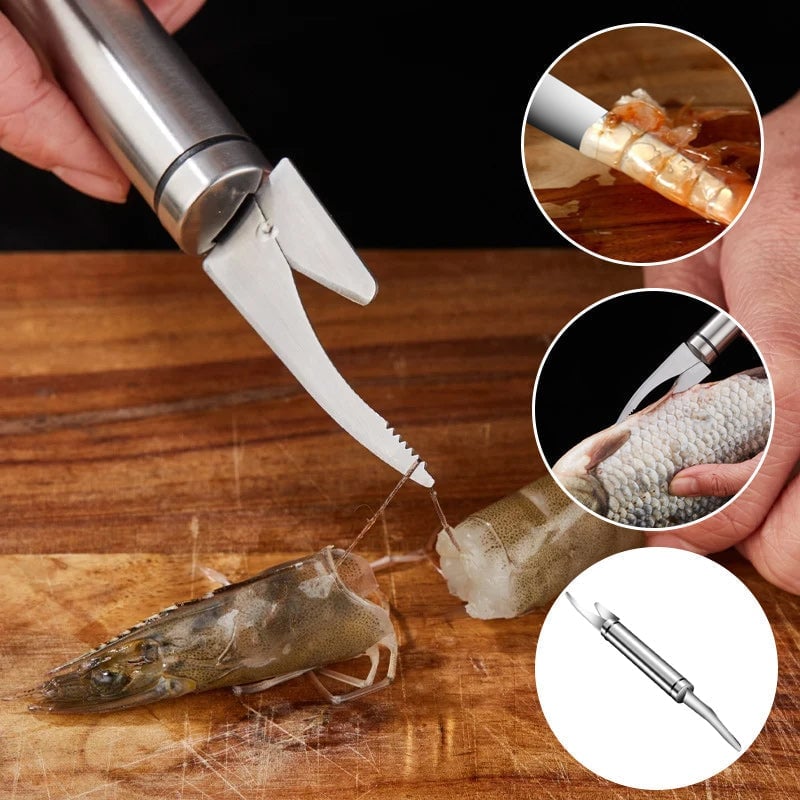 Coltello multifunzionale per fauci di pesce con linea di gamberetti 5 in 1