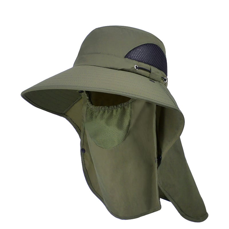 Men's Wide Brim Sun Hat with Removable Face Mask