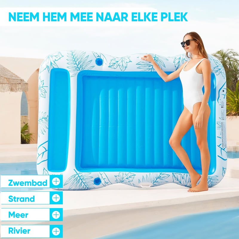 PVC water opblaasbaar drijvend bed met esdoornbladpatroon