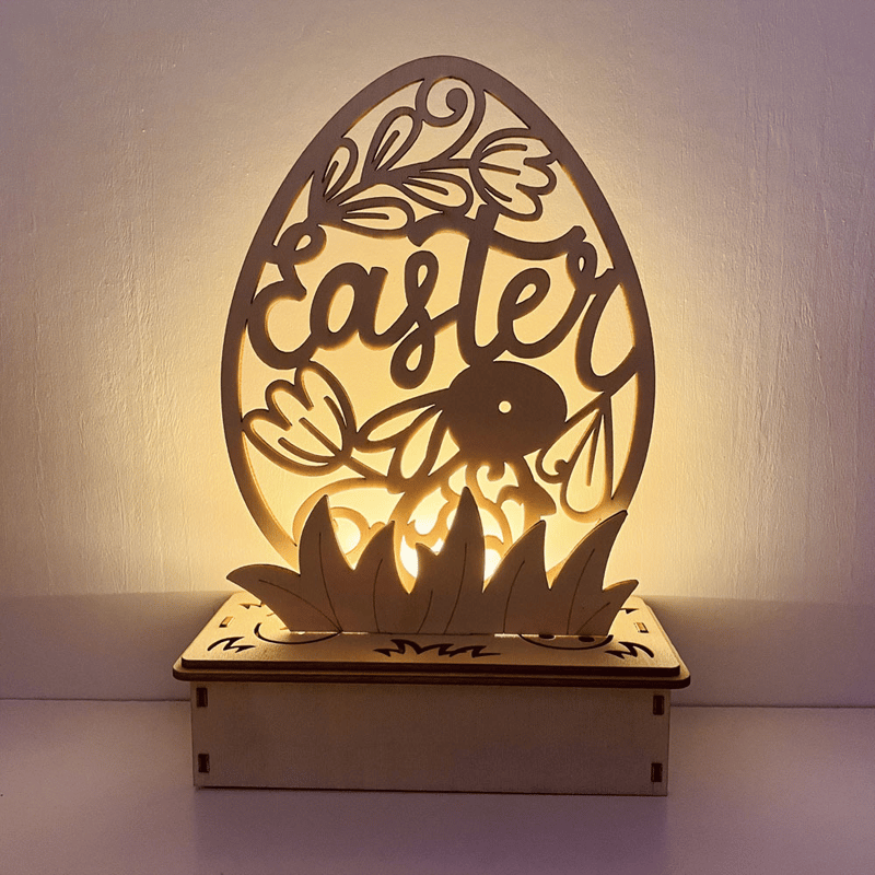 Houten doe-het-zelf-ornament in eivorm