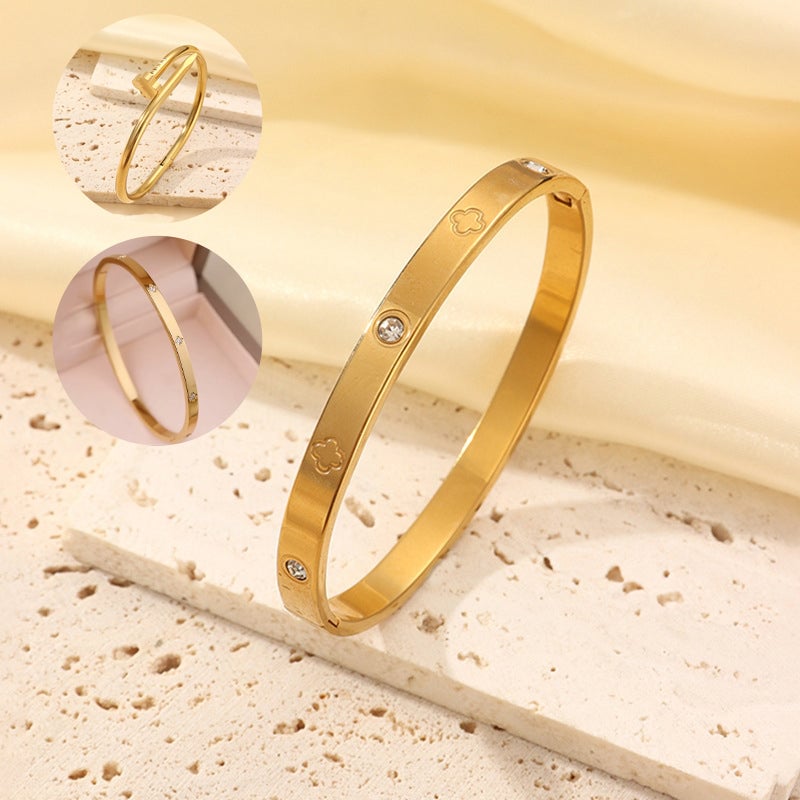 Gold-Plated Diamond-Studded Bracelet