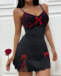 Bow Lace Spaghetti Strap Sleep Dress