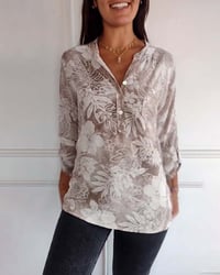 Patchwork sequined leaf print top