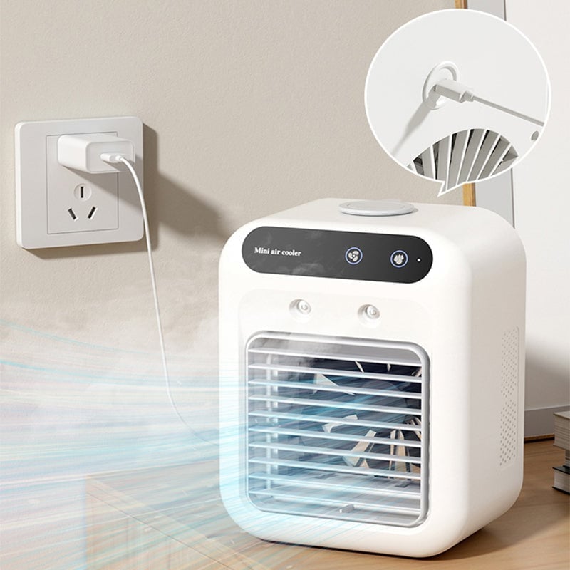 3-in-1 Tragbarer Kühlventilator mit 2-Stufen-Nebelfunktion