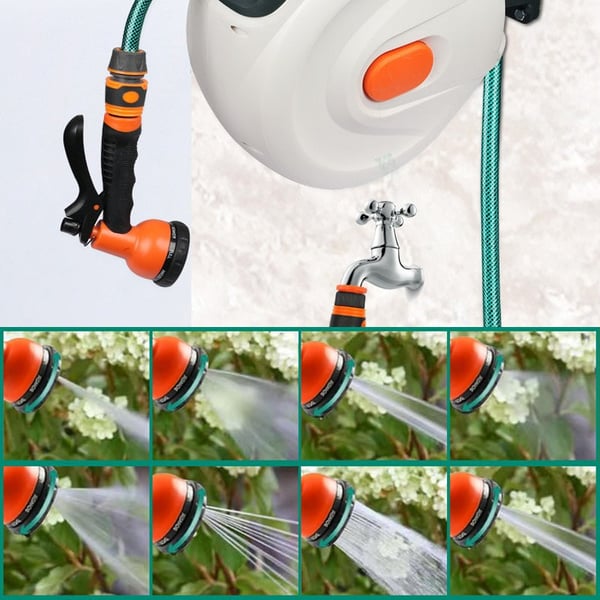 Automatic retractable hose reel + shower head