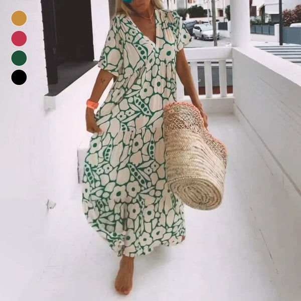 Abito stampato a maniche corte