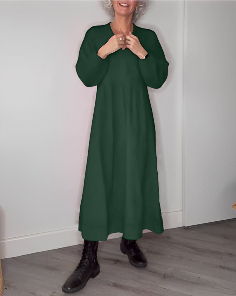 V-hals Elegant kjole med lange ermer