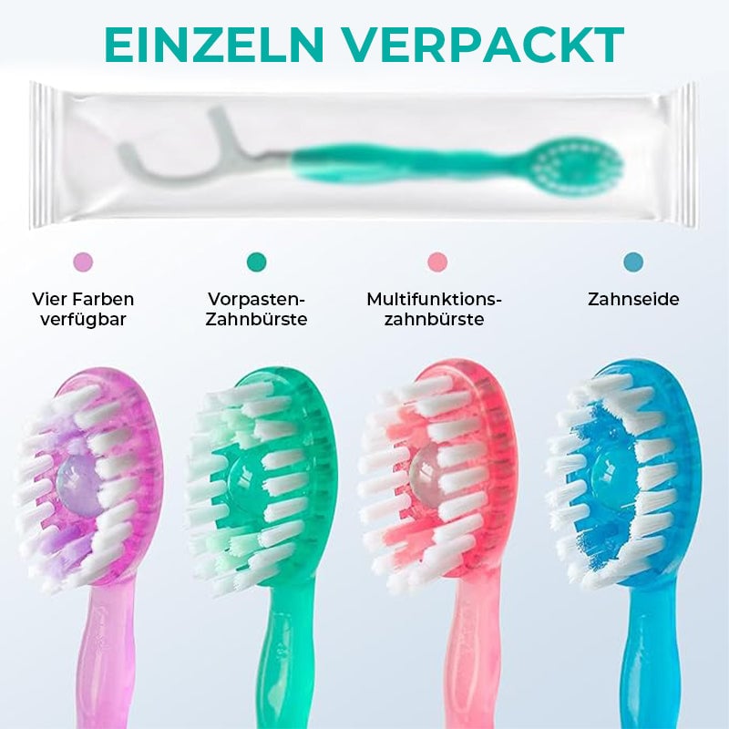 Mini-Zahnbürste 5-in-1-Werkzeug (Zahnpasta + Zahnseide + Zahnstocher + Zungenreiniger) Tragbares Reiseset