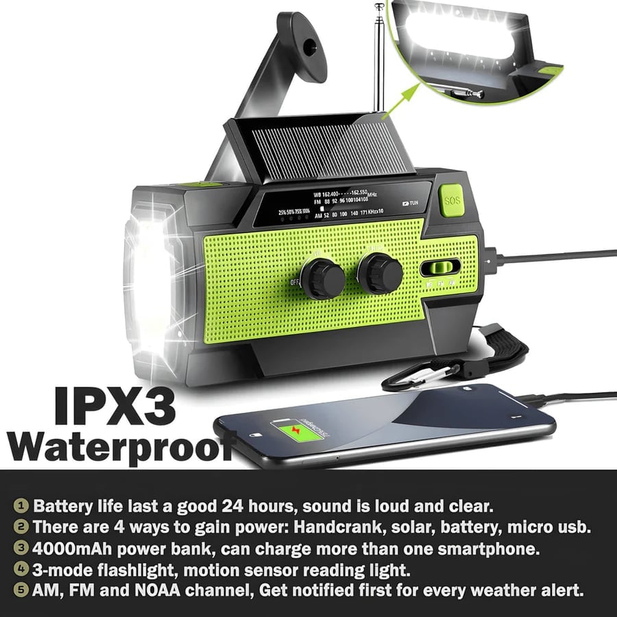 All-in-One Emergency Solar Powered Radio