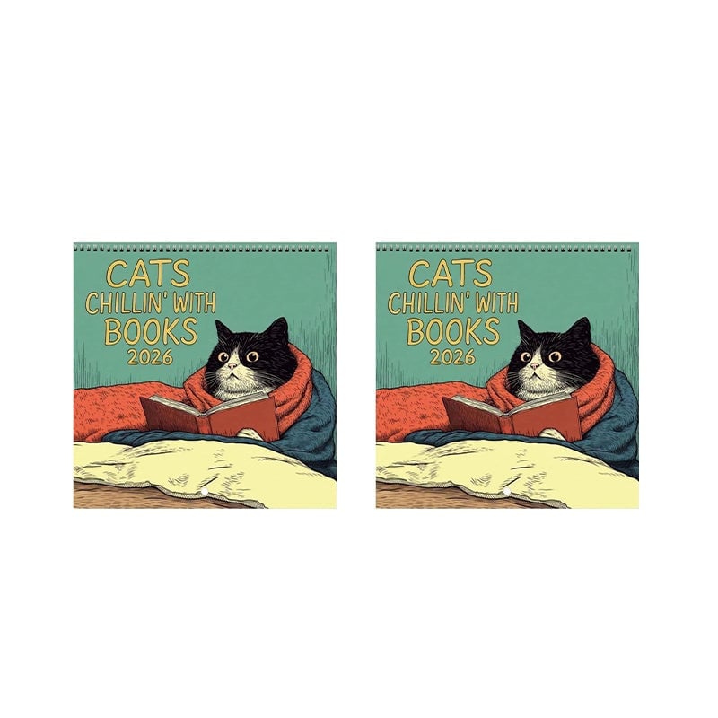 Cats Chillin' with Books 2026 Wall Calendar