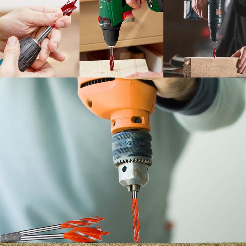 Extended woodworking four-edge drill