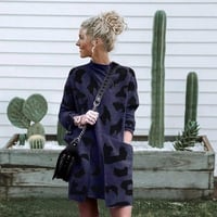 Leopard Mock Neck Sweater Dress