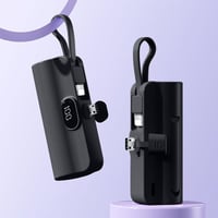 Mini Fast-Charge Capsule Power Bank with Built-in Cable