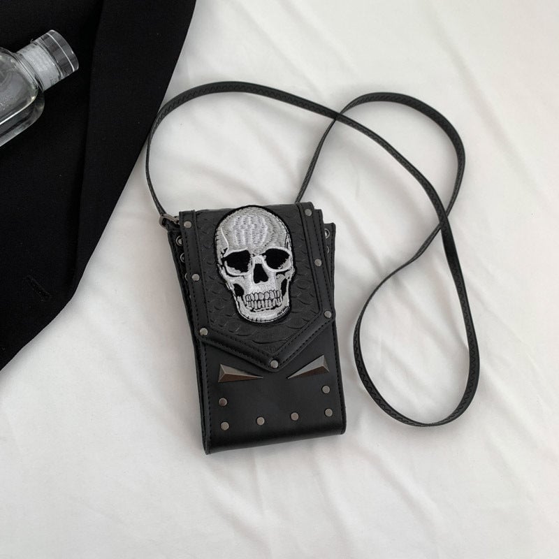 Punk Stil Totenkopf Mini Gürteltasche