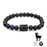 Armband mit Perlen aus schwarzem Achat mit zwölf Sternbildern