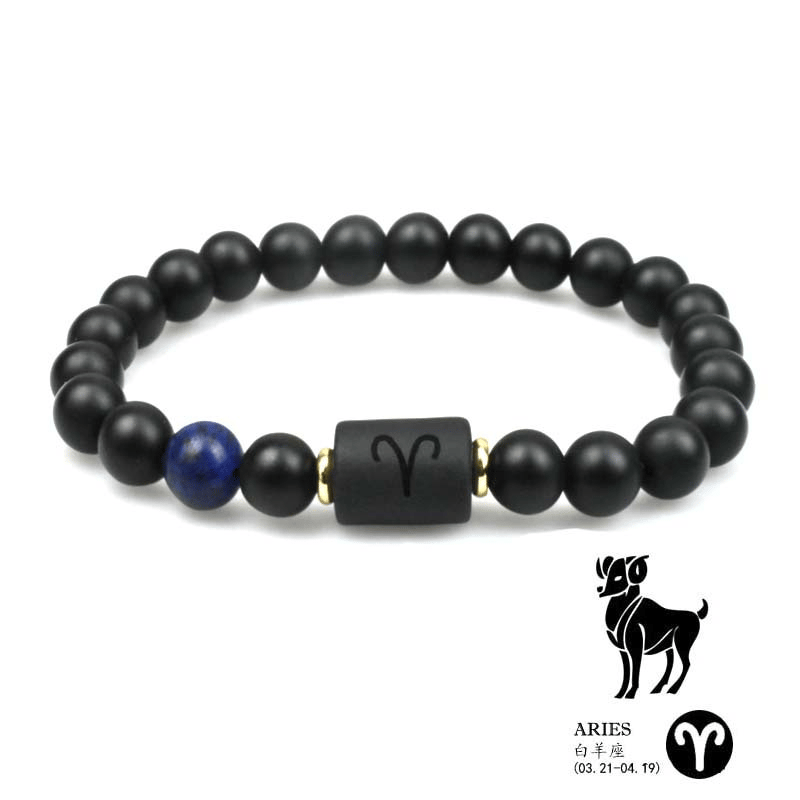Armband mit Perlen aus schwarzem Achat mit zwölf Sternbildern