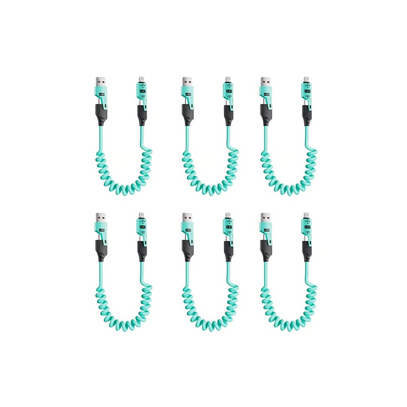 Spring retractable 4 in 1 65w fast charging data cable