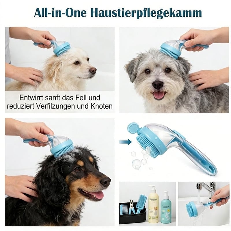 Neue 2-in-1 Haustierbad- und Pflegebürste