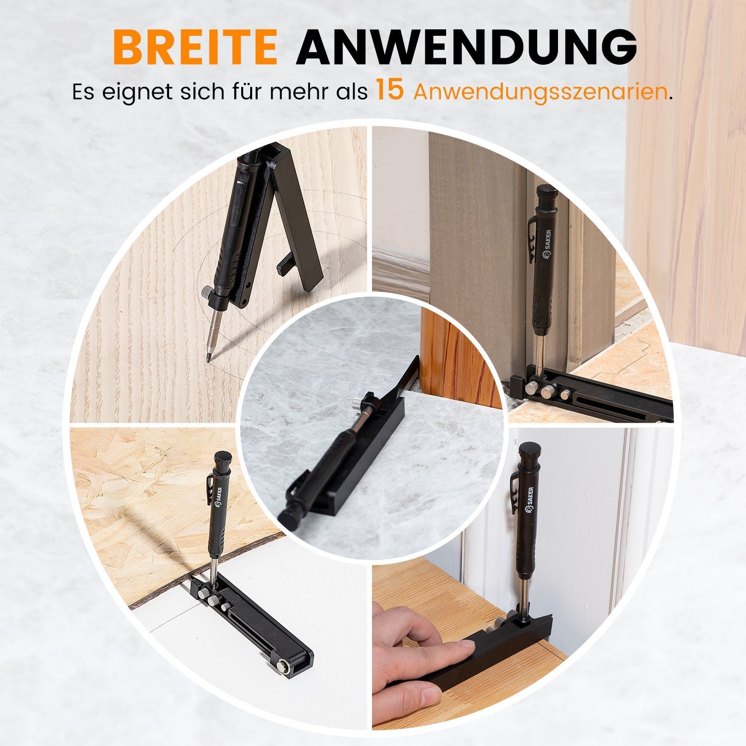 Saker Multifunktionales Anreißwerkzeug DIY Anreißlehre mit Tieflochstift