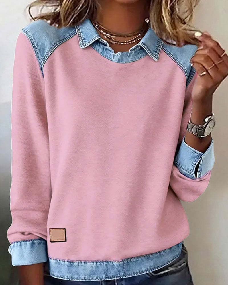 Blouse modieuze revers lange mouwen