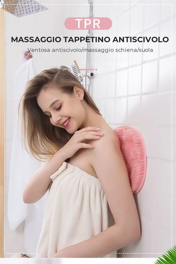 Scrubber per piedi e schiena per doccia, cuscino massaggiante