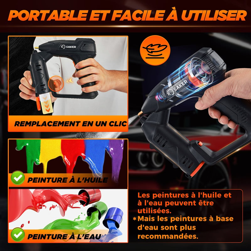 SAKER Pulvérisateur de peinture électrique sans fil