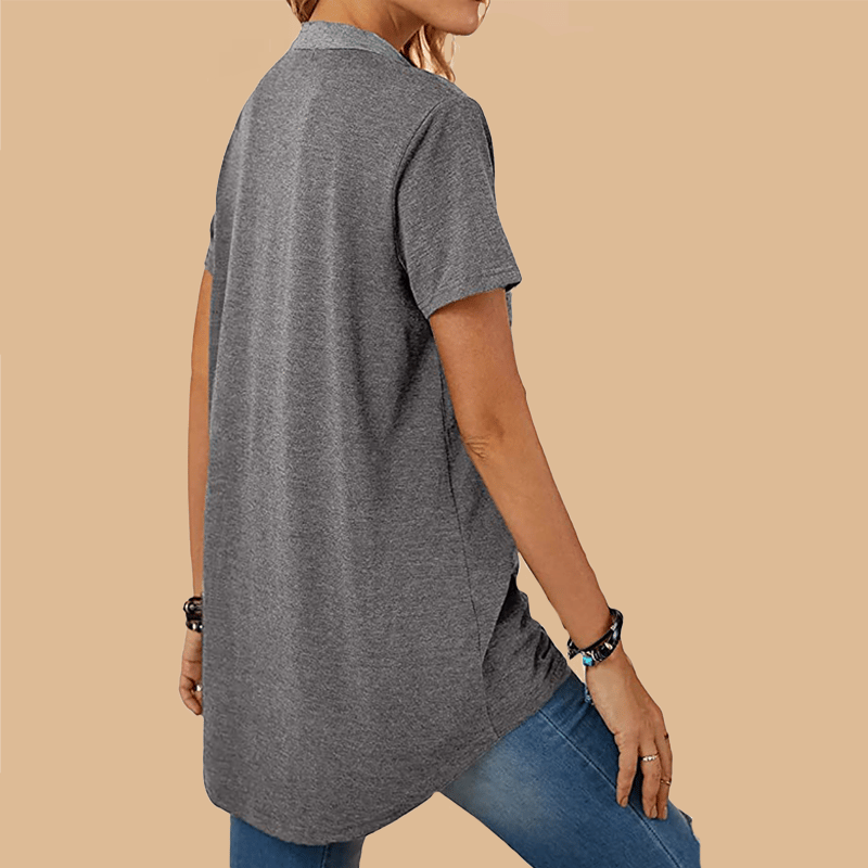 T-shirt da donna a maniche corte casual ampia monopetto