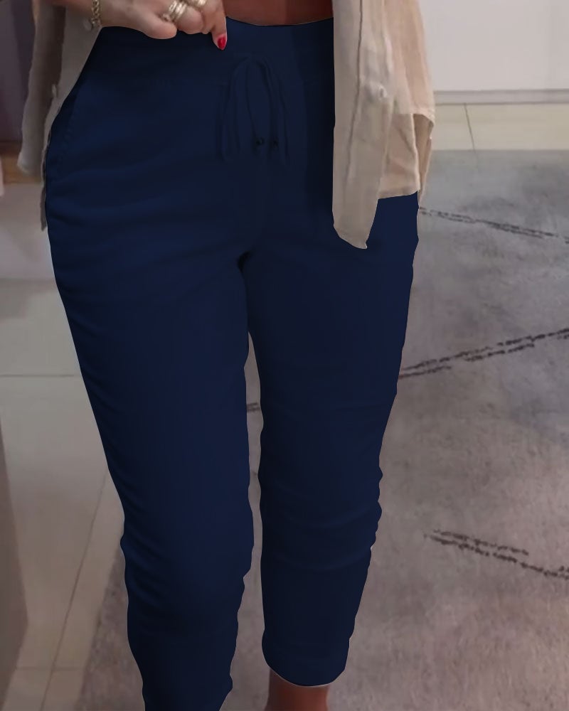 Drawstring Casual Pencil Pants