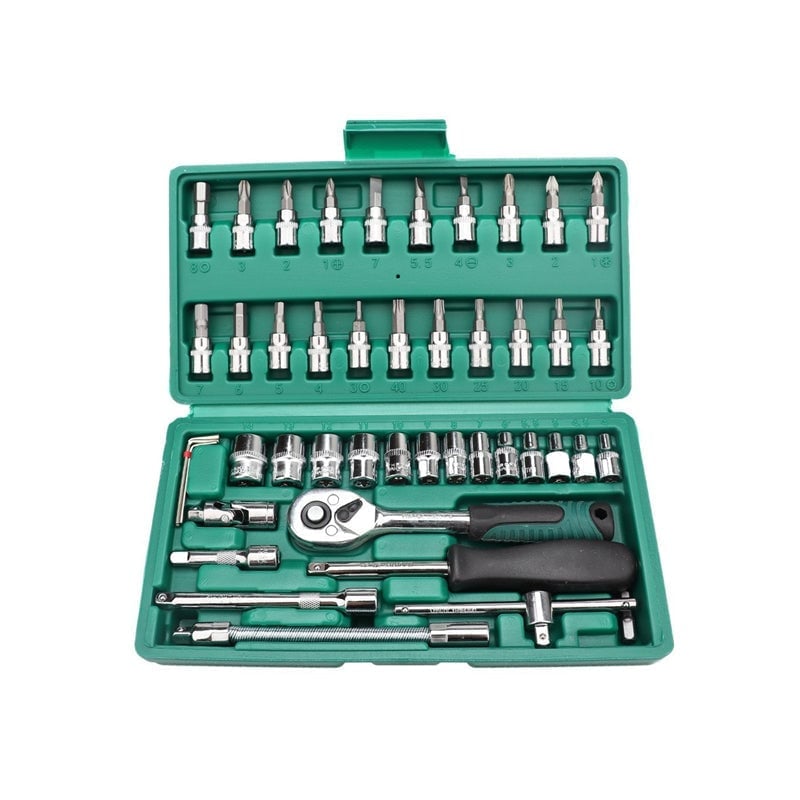 46-Piece 1/4-Inch Ratchet Wrench Socket Set
