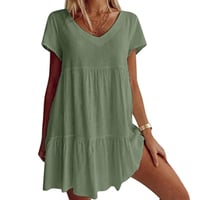 V-Ausschnitt Lässiges Kurzarm Kleid