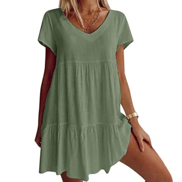 V-Ausschnitt Lässiges Kurzarm Kleid
