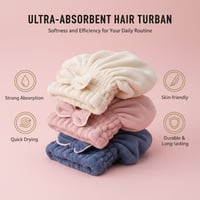 Super Absorbent Hair Towel Wrap(Pink + Blue + Off white) 3PCS