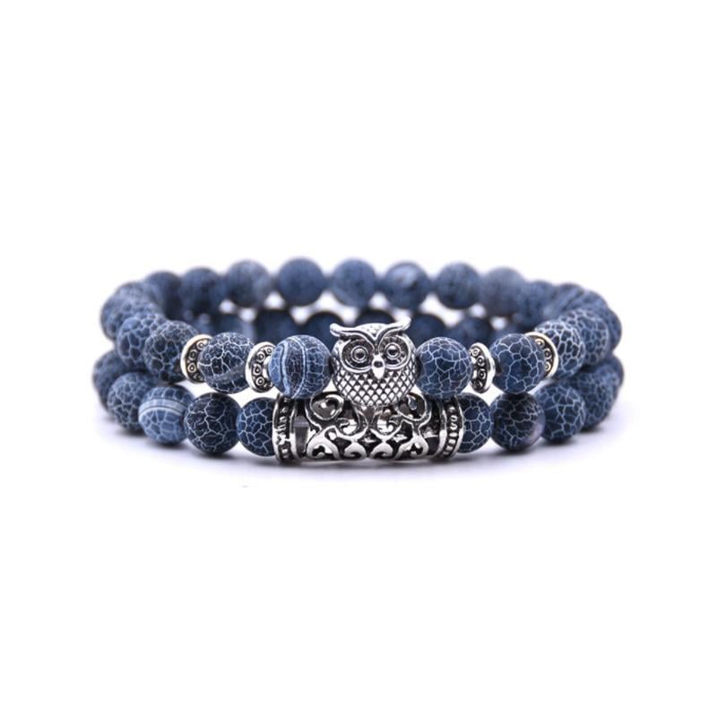 Uil Charm Natuursteen Armband
