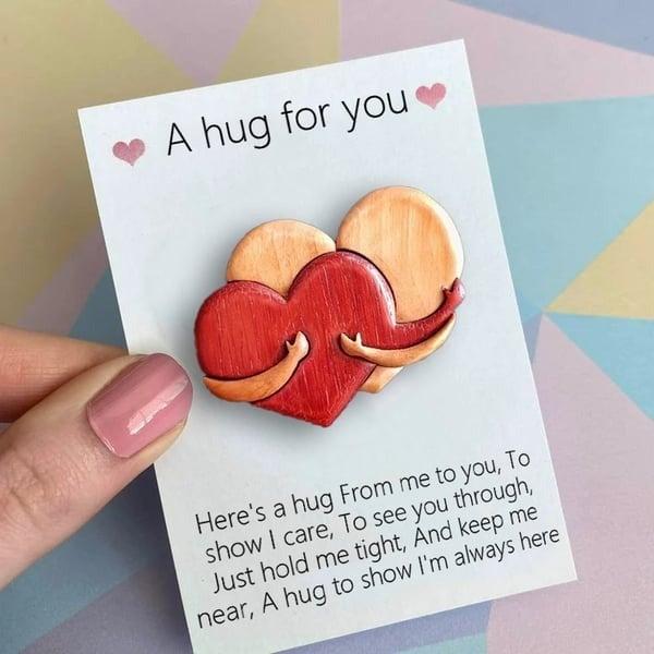A Hug from My Heart for You Handmade Wood Carvings