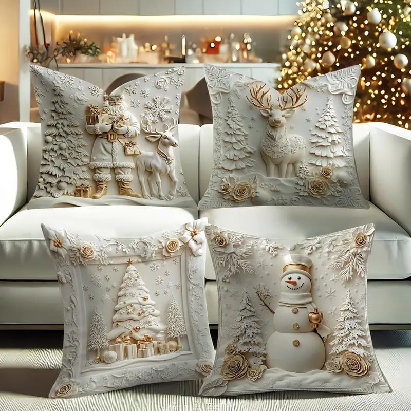 Christmas Linen Cushion Pillowcase