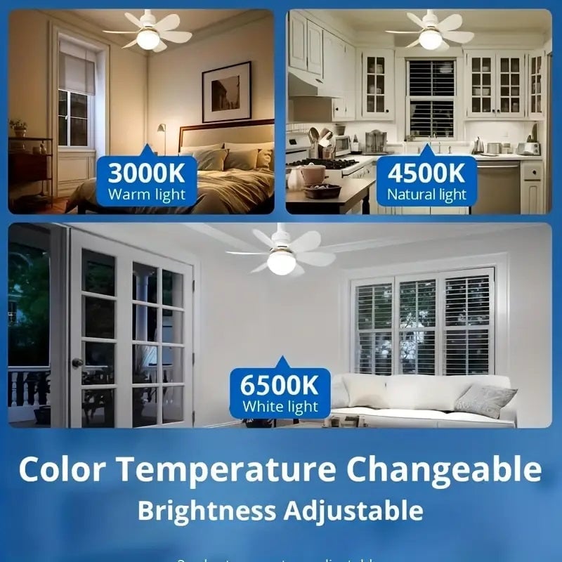 2-in-1 LED Ceiling Fan Light with Remote Control, E27/B22 Base