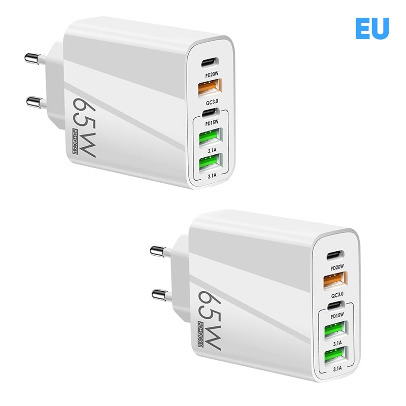 Multiport-Adapter 65W Schnellladegerät-EU-Standard