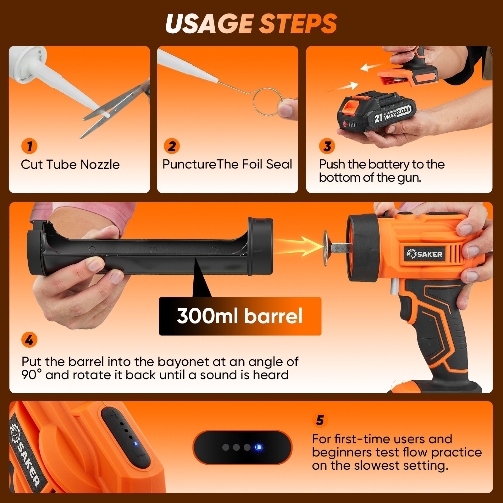 Sakerplus Cordless Caulking Gun