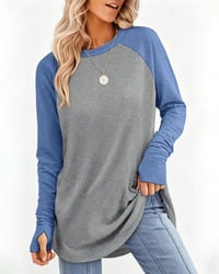 Topp Avslappnad Rundhals Raglan Lång Ärm