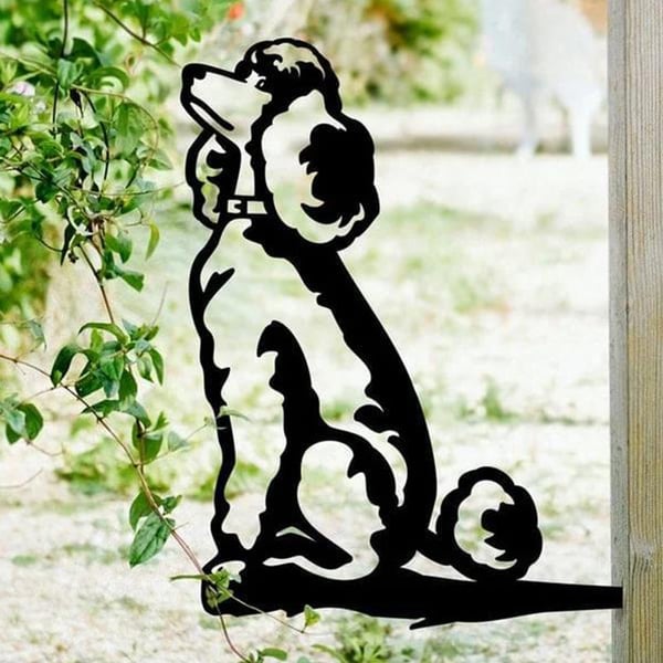 Metal Dog Silhouette Puppy Garden Decoration