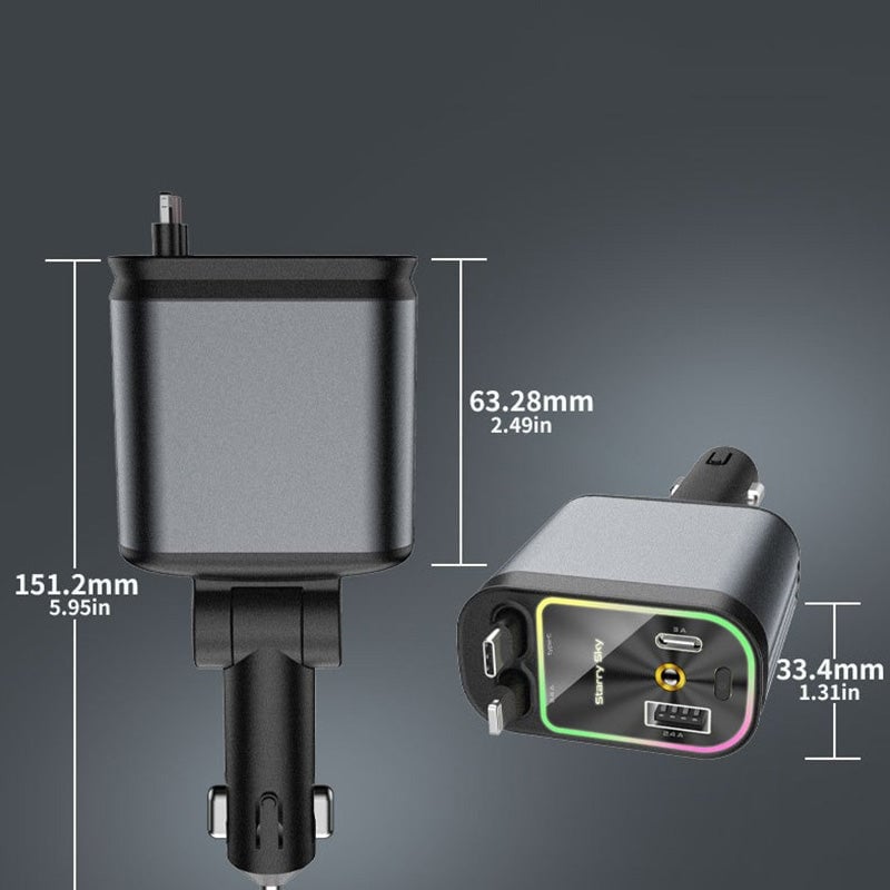 【sale】Starlight 4-i-1 udtrækkelig telefonoplader til bilen