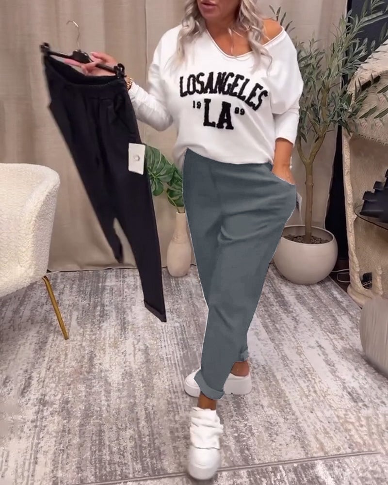 Casual solid color pocket pants