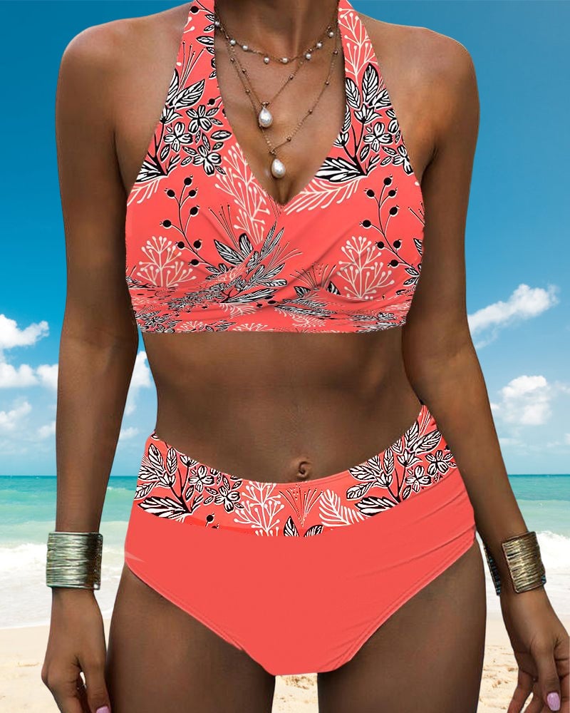 Bikini-Set mit Neckholder-Print