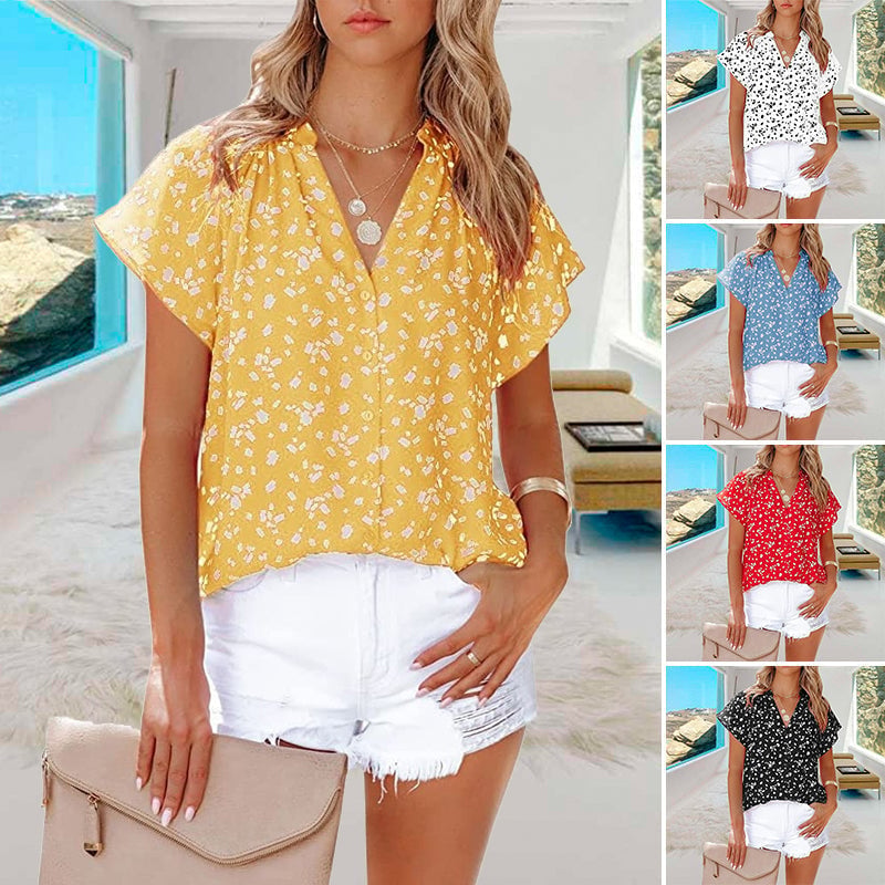 Camicia da donna con stampa scollo a V
