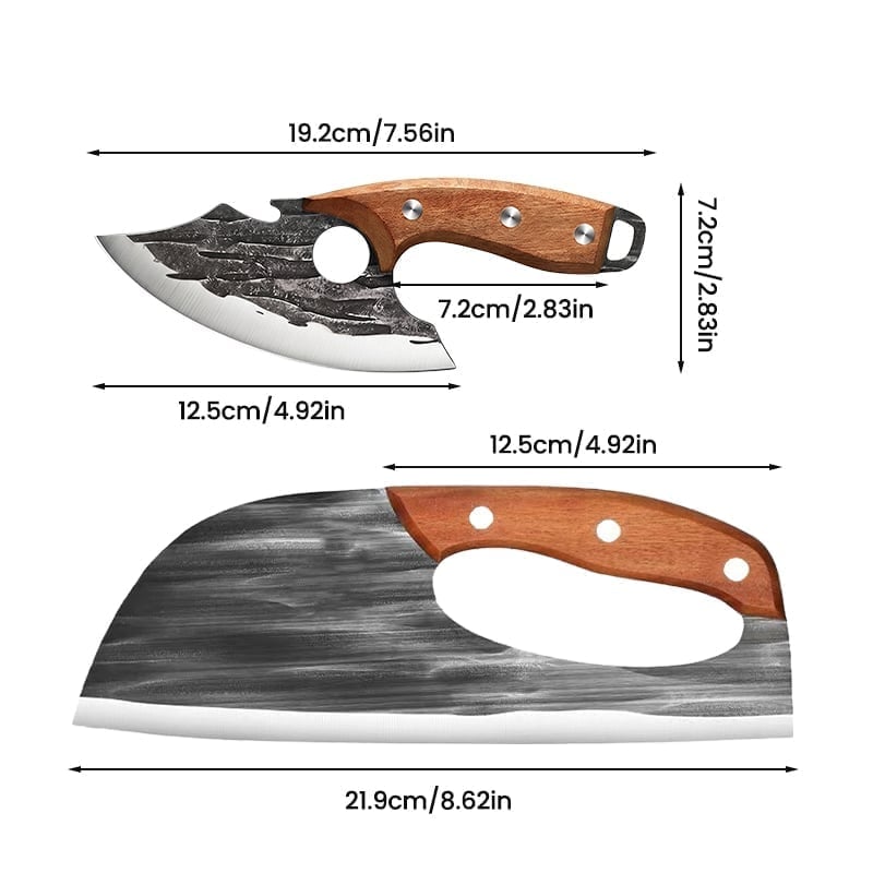 Premium Hand-Forged Chef's Knife & Cleaver Set