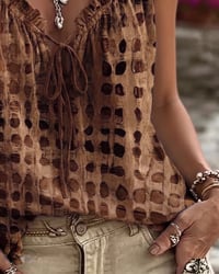 Polka Dot Print Ruffle Tank Tops