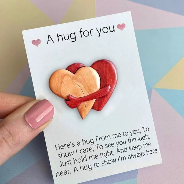 A Hug from My Heart for You Handmade Wood Carvings