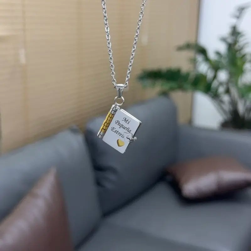 English/Spanish - My Little Star Book Necklace for Daughter