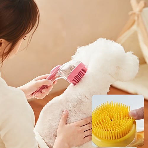 Pet enjoying a gentle bath with Gokeepy brush